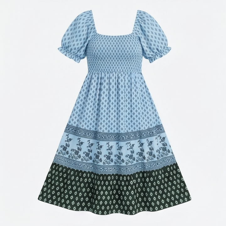 Women's Summer Dress with Puff Sleeve & Smocked Bodice | Boho