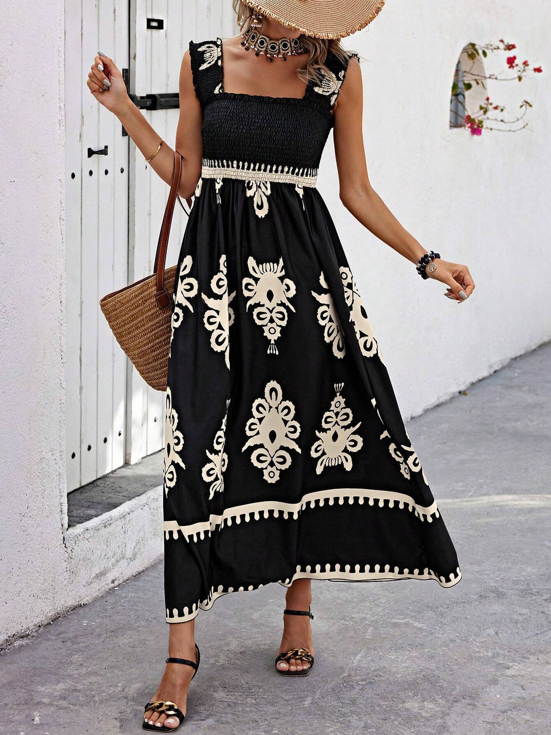 Women's Summer Dress with Smocked Bodice | Boho Maxi