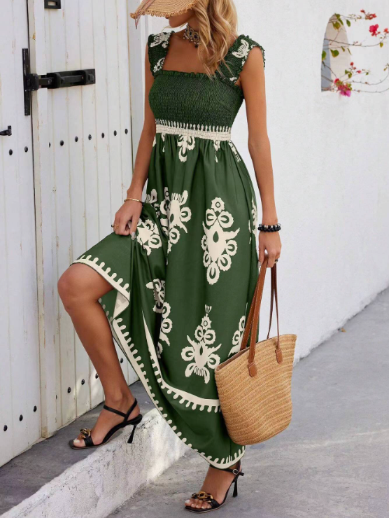 Women's Summer Dress with Smocked Bodice | Boho Maxi