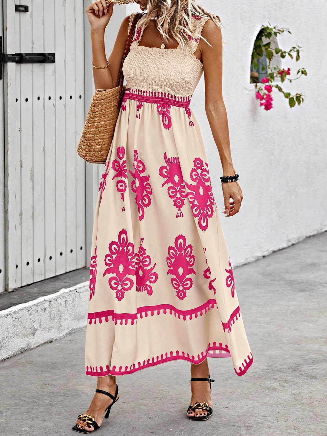 Women's Summer Dress with Smocked Bodice | Boho Maxi