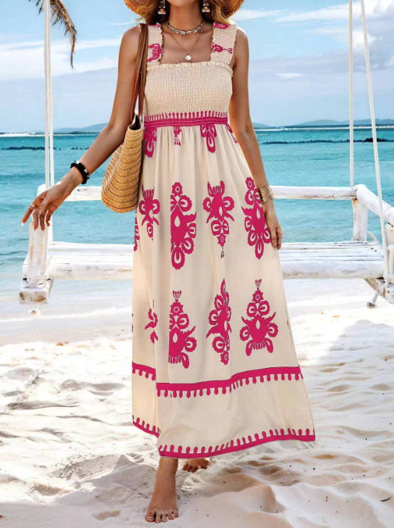 Women's Summer Dress with Smocked Bodice | Boho Maxi