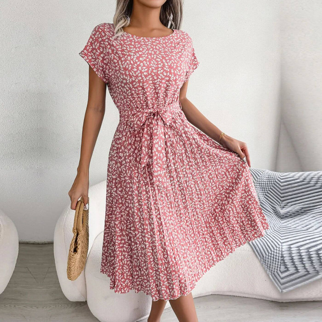 Women's Summer Dress with Tie Waist | Floral Midi