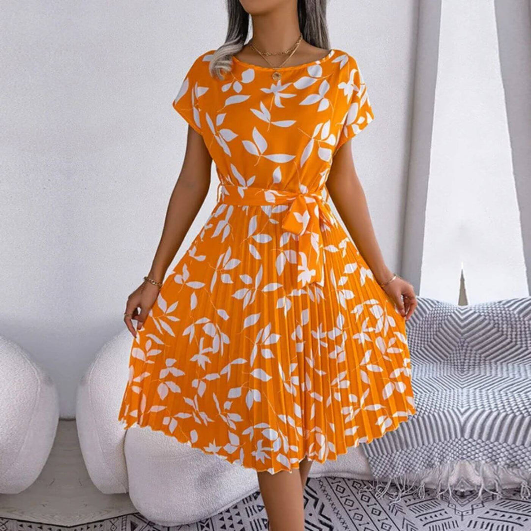 Women's Summer Dress with Tie Waist | Floral Midi