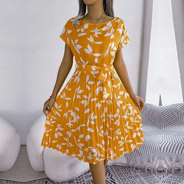 Women's Summer Dress with Tie Waist | Floral Midi