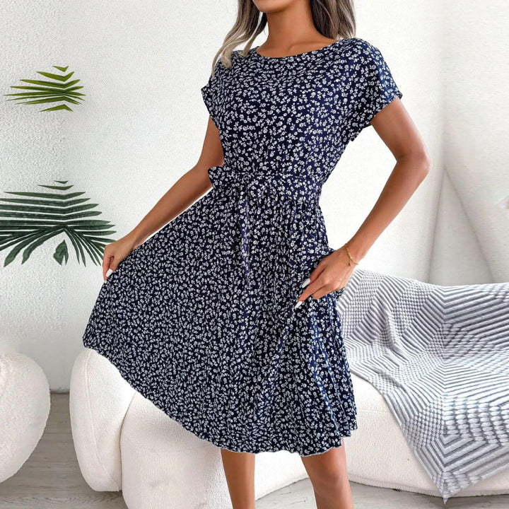 Women's Summer Dress with Tie Waist | Floral Midi