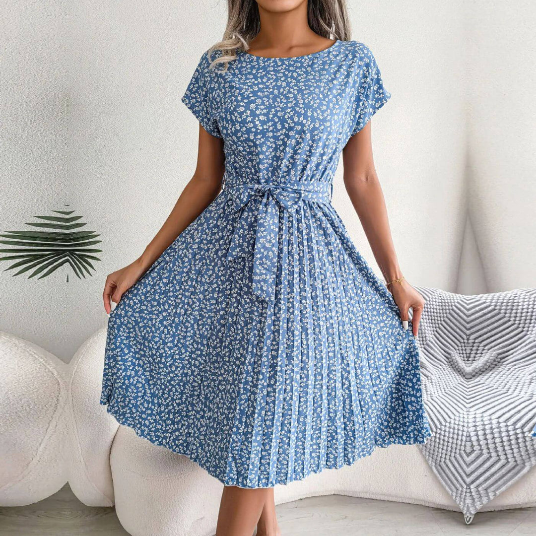 Women's Summer Dress with Tie Waist | Floral Midi