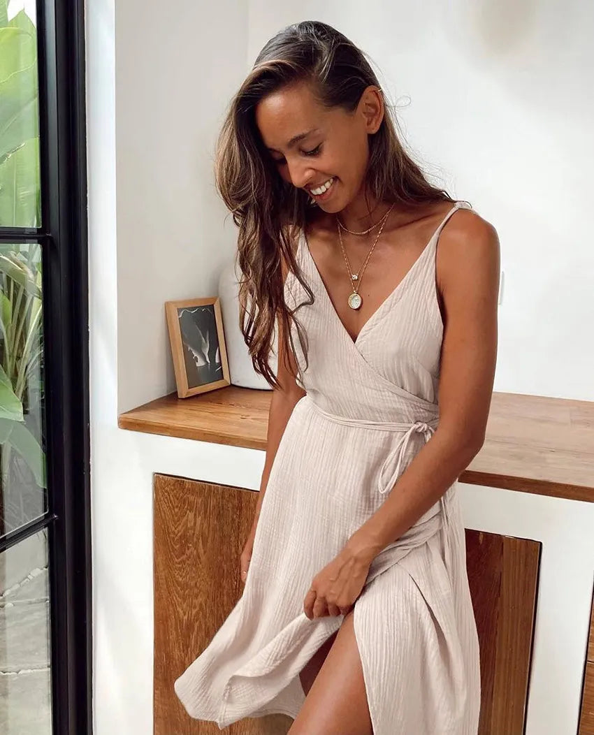 Women's Summer Dress with Wrap Front | V-Neck