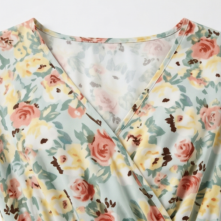 Women's Summer Dress with Wrap V-Neck | Smocked