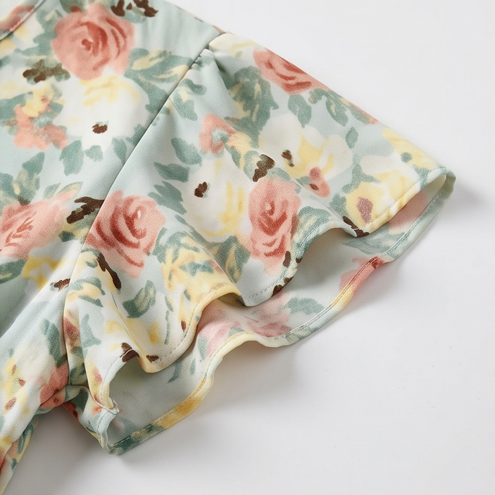 Women's Summer Dress with Wrap V-Neck | Smocked
