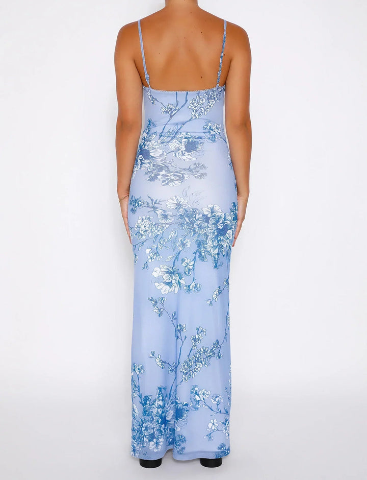Women’s Sundress Maxi with Floral Print & Thin Straps | Summer