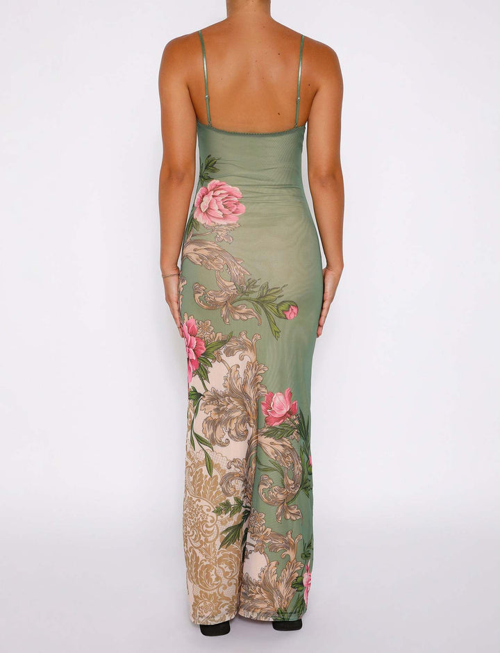 Women’s Sundress Maxi with Floral Print & Thin Straps | Summer