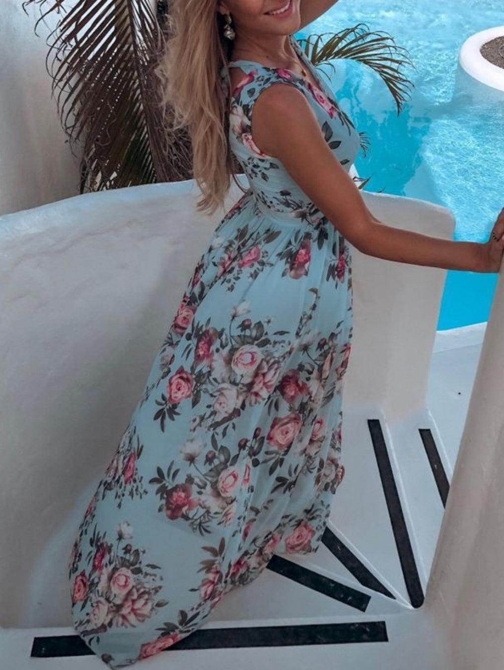 Women’s Sundress Maxi with Side Slit & V-Neck | Summer