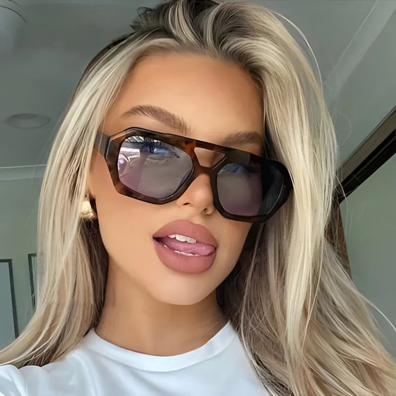 Women’s Sunglasses Chunky Leopard Frame | Geometric Aviator