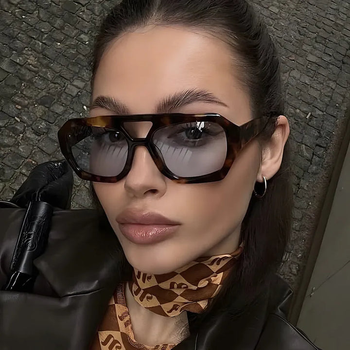 Women’s Sunglasses Chunky Leopard Frame | Geometric Aviator