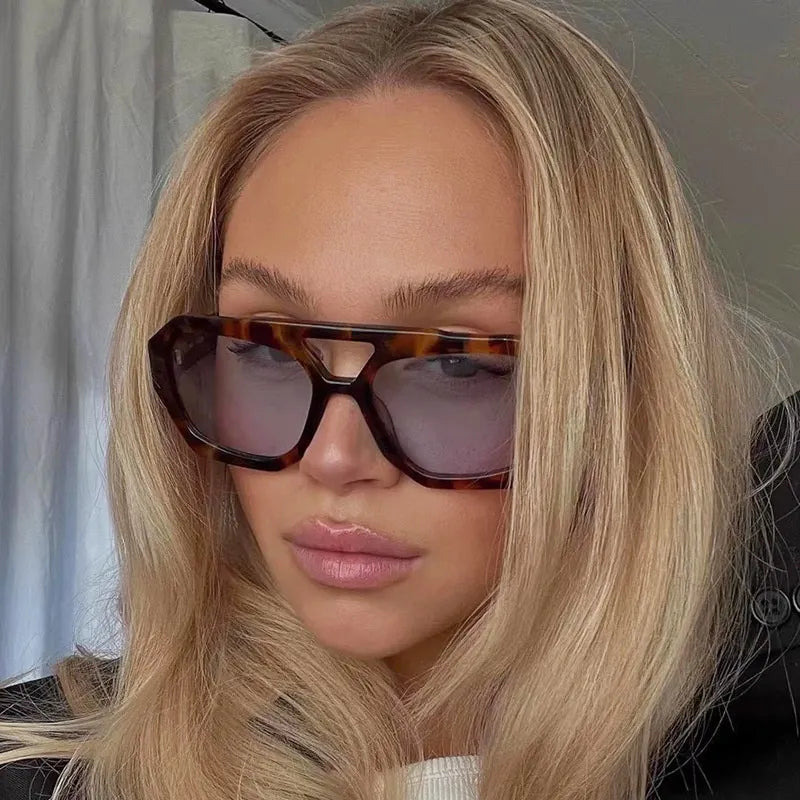Women’s Sunglasses Chunky Leopard Frame | Geometric Aviator