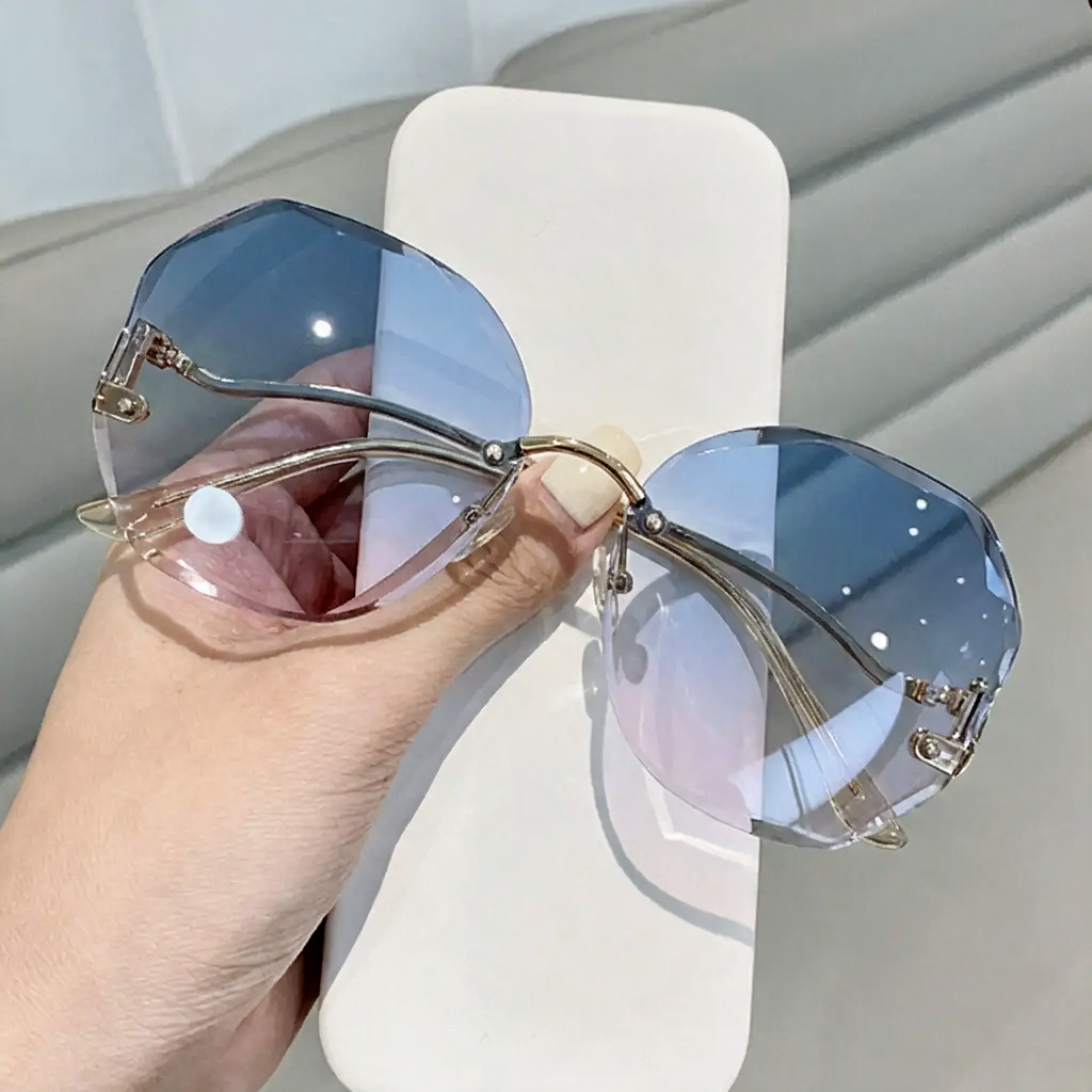 Women’s Sunglasses Oversized Rimless Geometric | Gradient Lens
