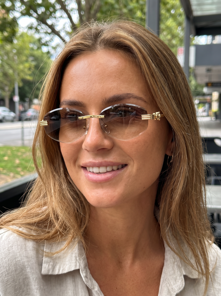 Women’s Sunglasses Rimless Oval Gradient Lens | Y2K