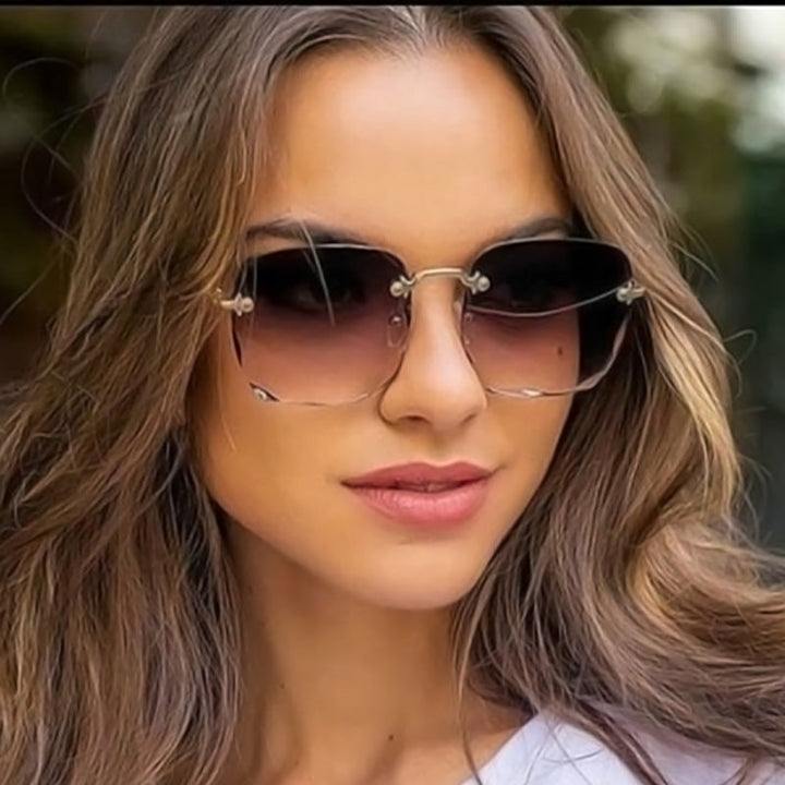 Women’s Sunglasses Rimless Square Wavy Edge | Gradient Lens