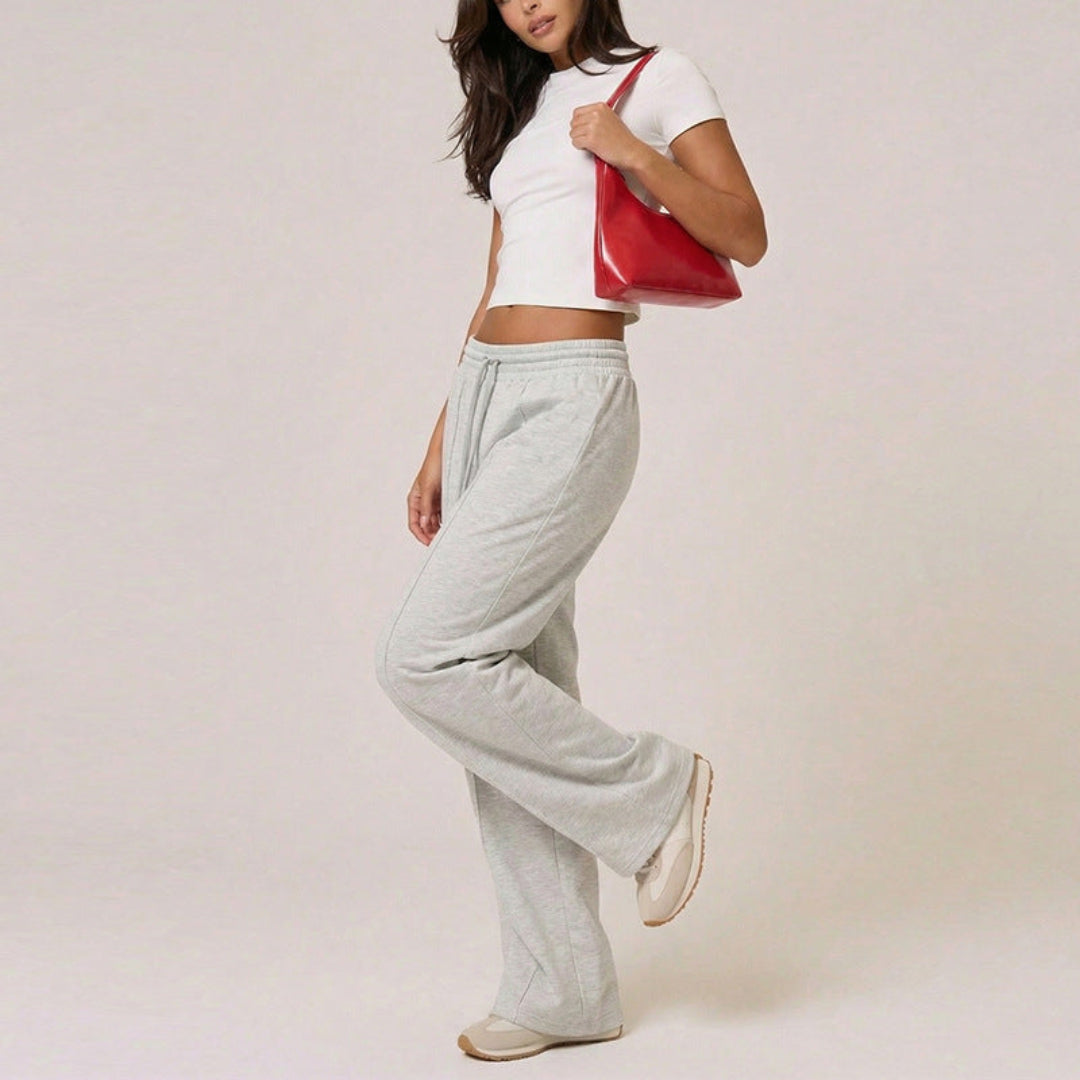 Women's Sweatpants with High Waist & Front Seam | Wide Leg