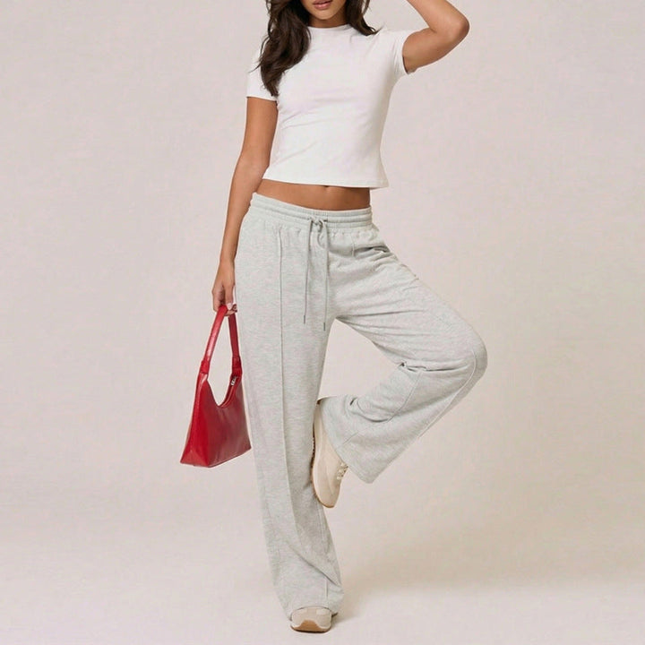 Women's Sweatpants with High Waist & Front Seam | Wide Leg