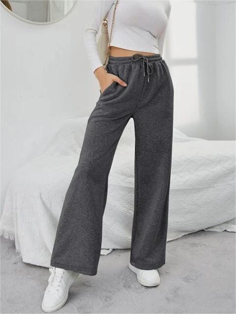 Women's Sweatpants with Wide Leg & Drawstring | High Waist