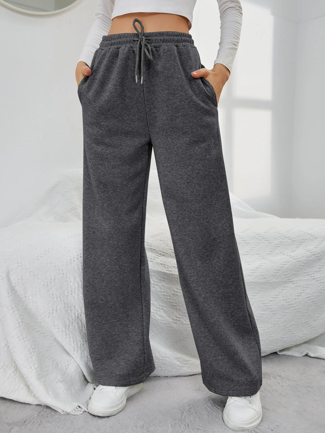 Women's Sweatpants with Wide Leg & Drawstring | High Waist