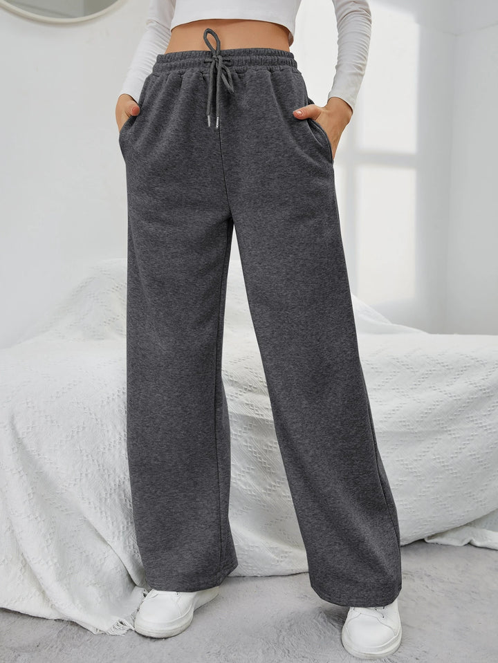 Women's Sweatpants with Wide Leg & Drawstring | High Waist