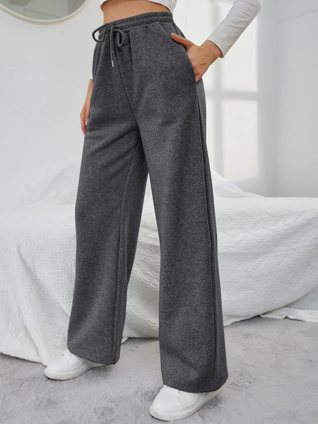 Women's Sweatpants with Wide Leg & Drawstring | High Waist