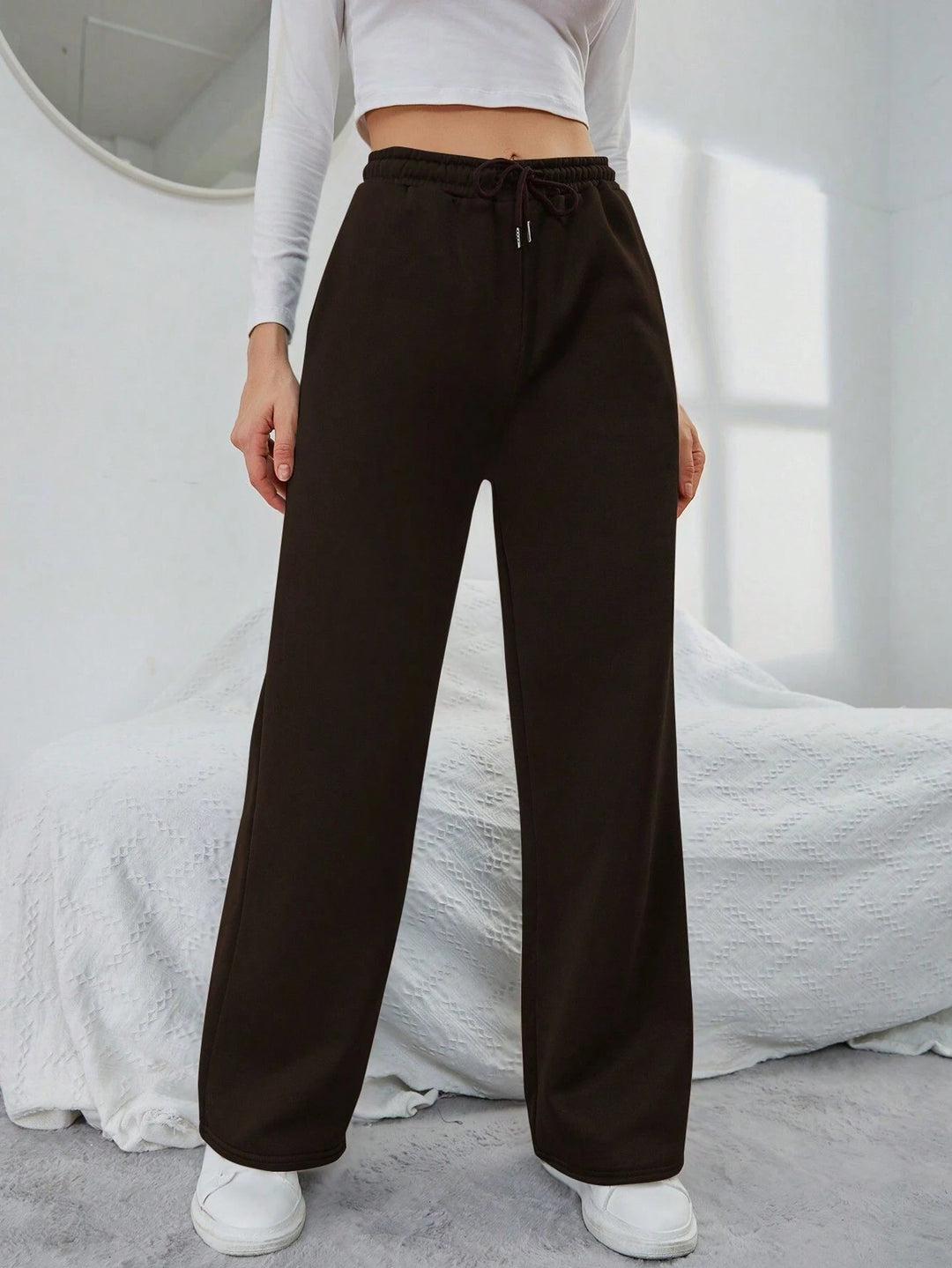 Women's Sweatpants with Wide Leg & Drawstring | High Waist