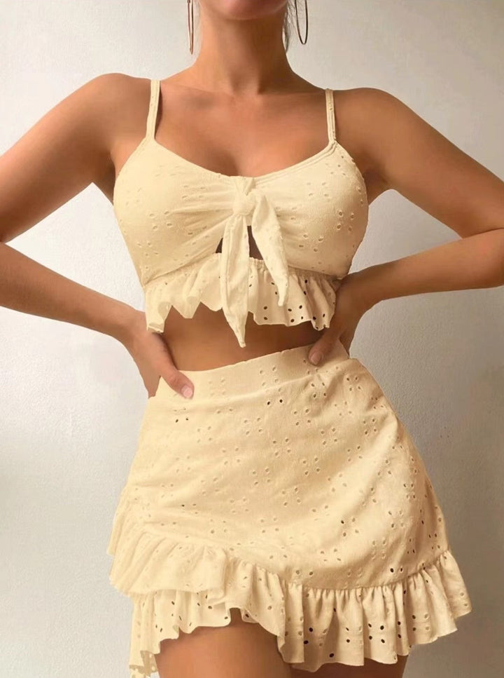 Women’s Swimwear 3 Piece Bikini Set with Skirt | Eyelet