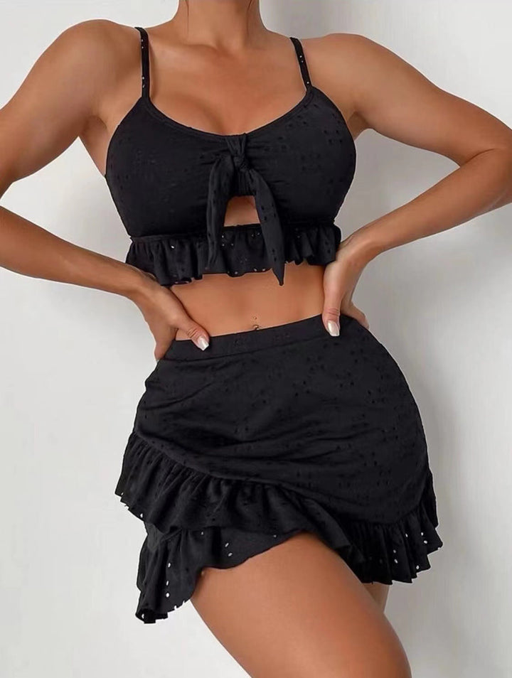 Women’s Swimwear 3 Piece Bikini Set with Skirt | Eyelet