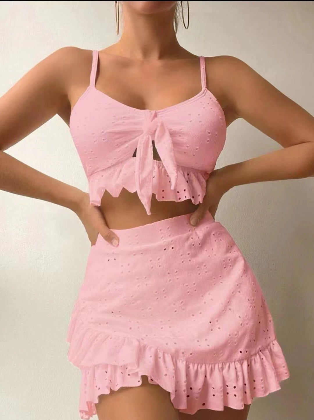 Women’s Swimwear 3 Piece Bikini Set with Skirt | Eyelet