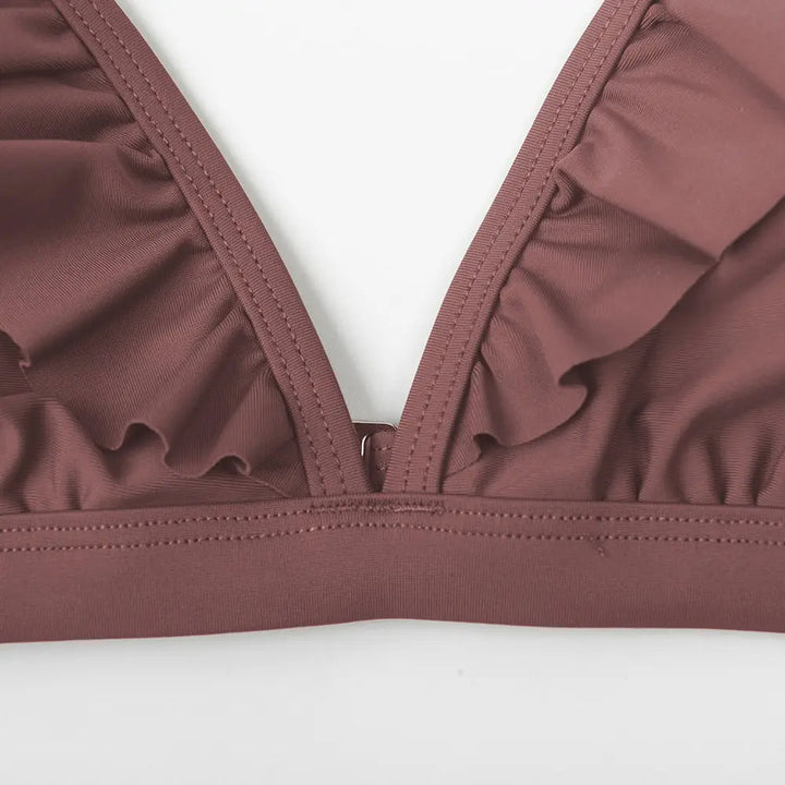 Women's Swimwear Bikini with Ruffle Trim | High Waist