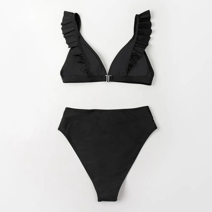 Women's Swimwear Bikini with Ruffle Trim | High Waist