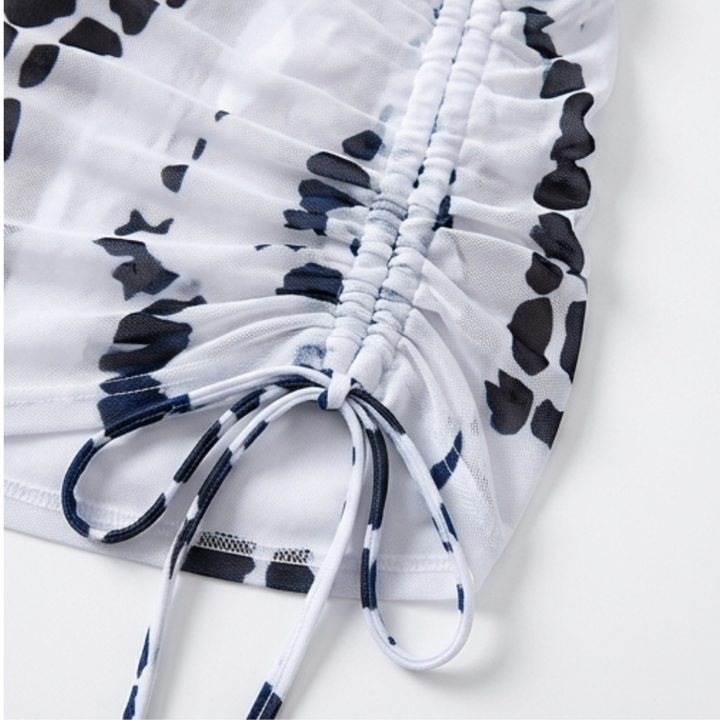 Women's Swimwear Halter Cutout & Ruched Skirt | Three Piece Set