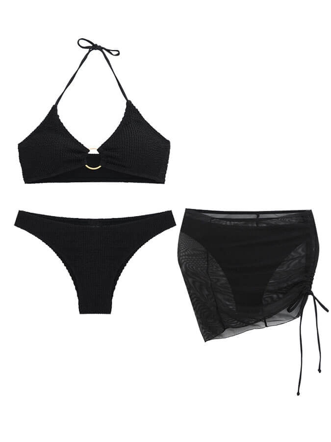 Women's Swimwear Halter Set with Ring Detail | Three Piece
