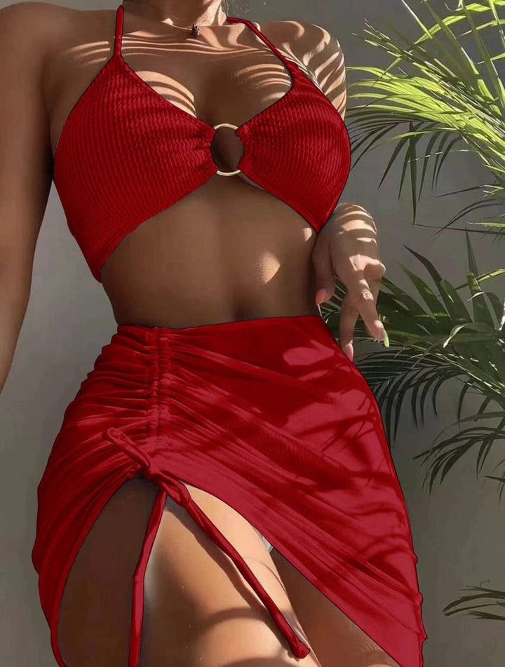 Women's Swimwear Halter Set with Ring Detail | Three Piece