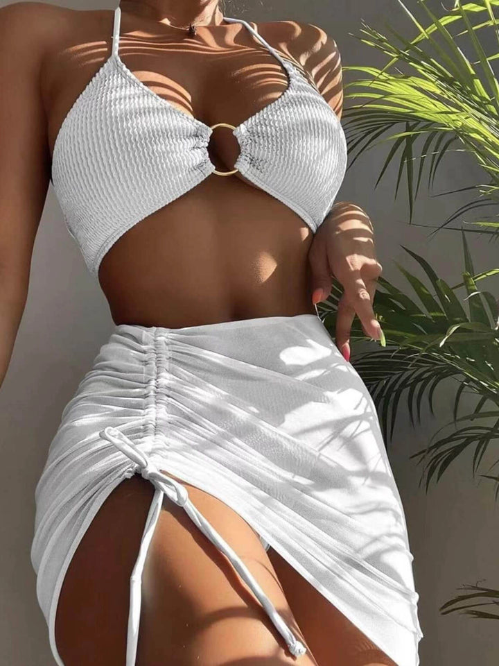 Women's Swimwear Halter Set with Ring Detail | Three Piece