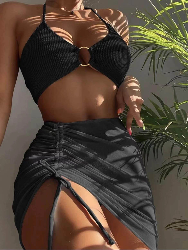 Women's Swimwear Halter Set with Ring Detail | Three Piece