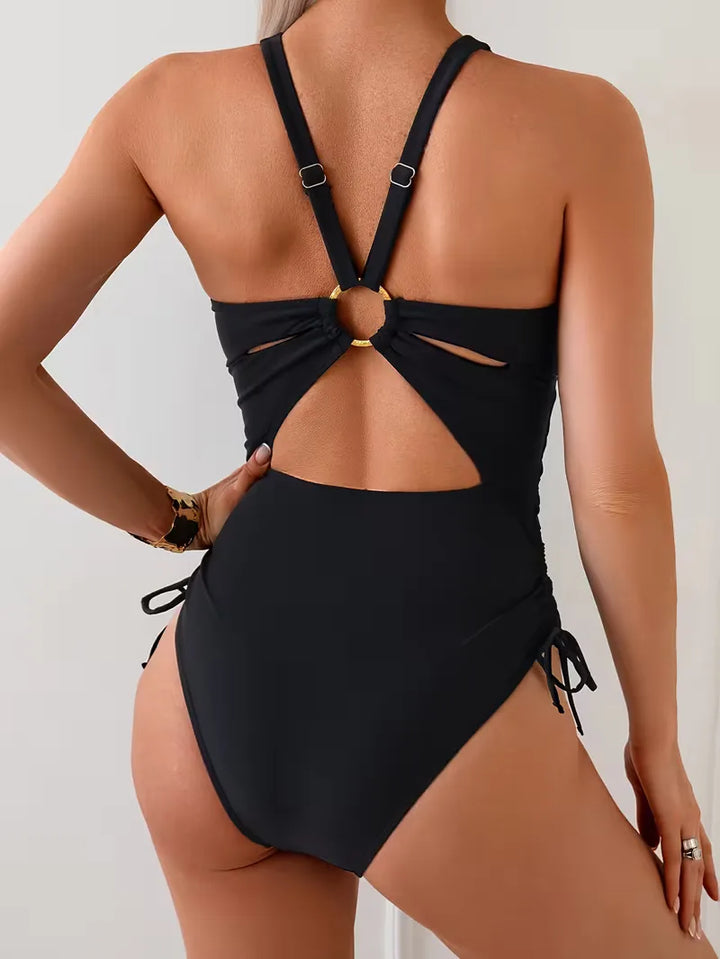Women’s Swimwear One Piece with Side Ties & Double Straps | Summer