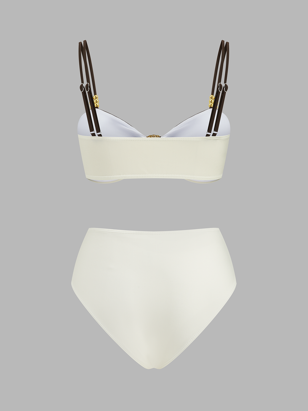 Women’s Swimwear Set with High Waisted Bottoms & Shell Accent Top | Beach