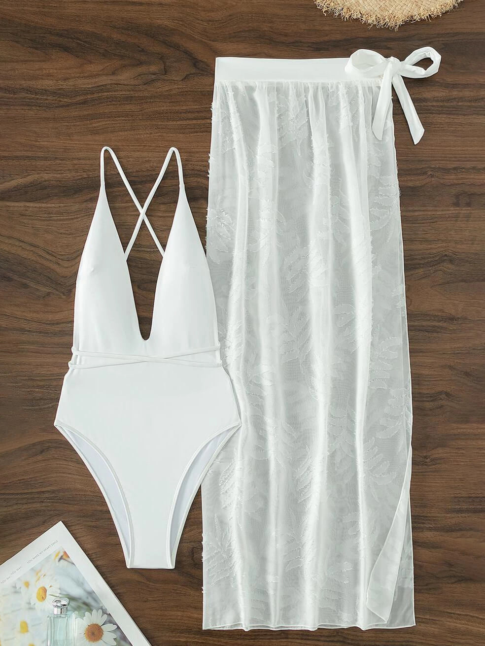 Women's Swimwear with Sheer Cover Up Skirt | Two Piece
