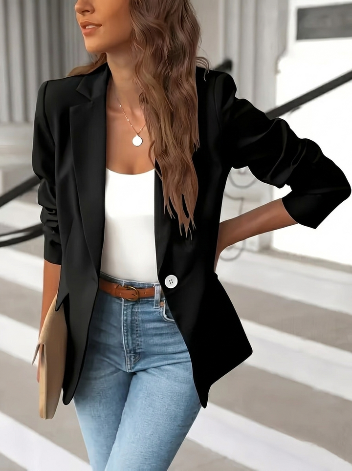 Women's Tailored Blazer with Lapel & Long Sleeves | Workwear