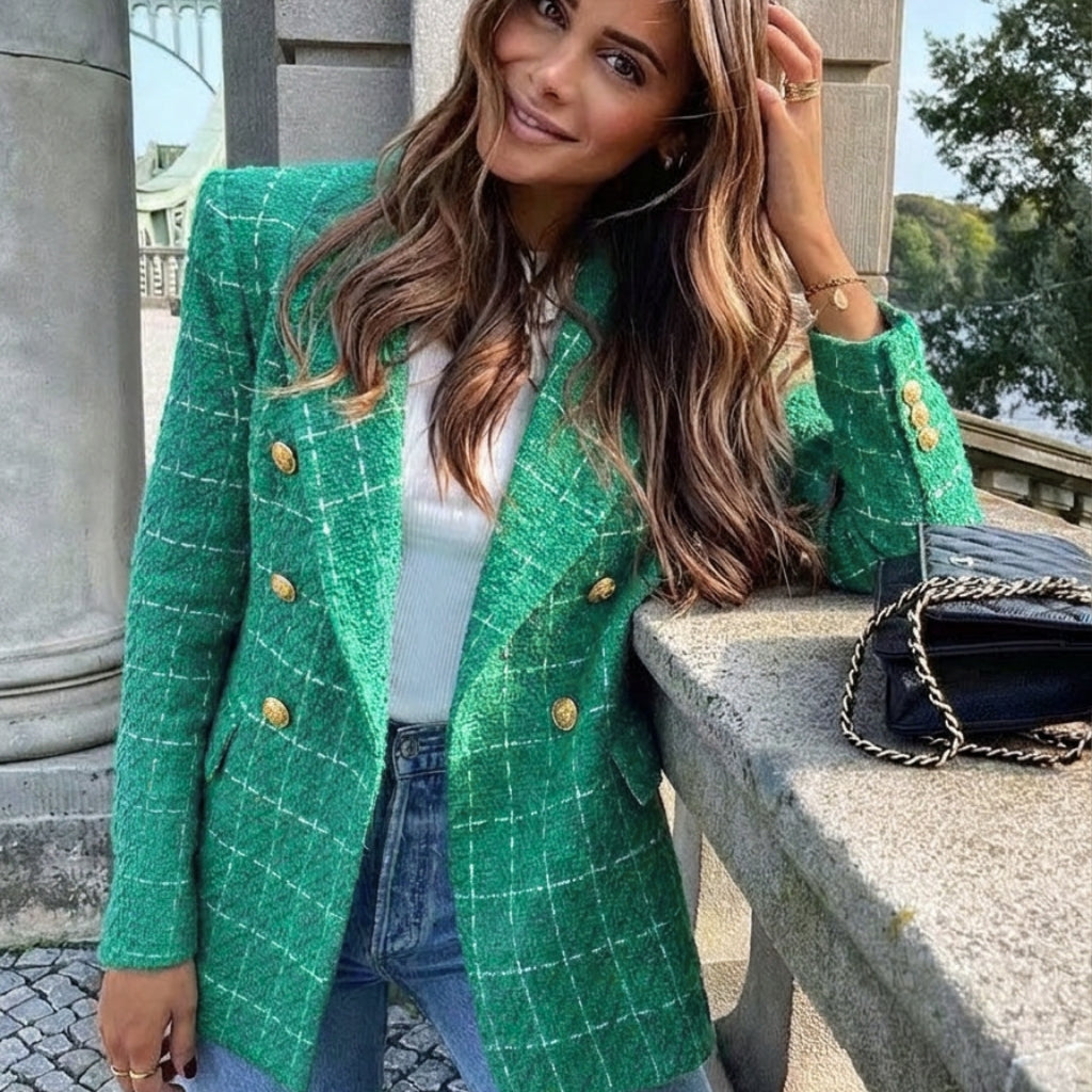 Women's Tailored Blazer with Peak Lapel & Buttons | Workwear