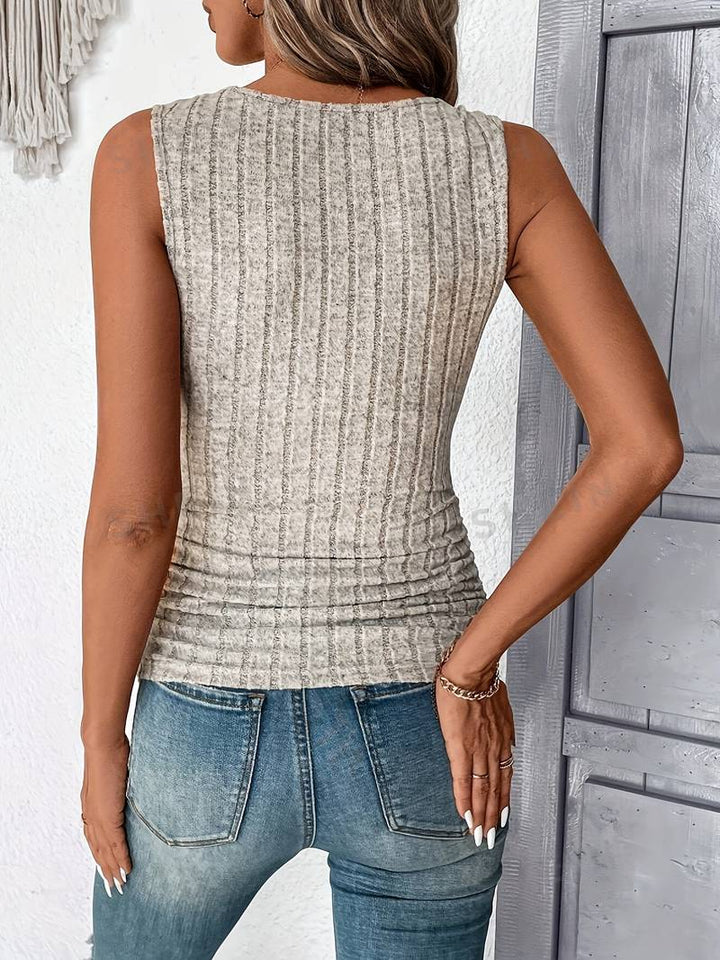 Women's Tank Top Ribbed with Square Neck | Casual