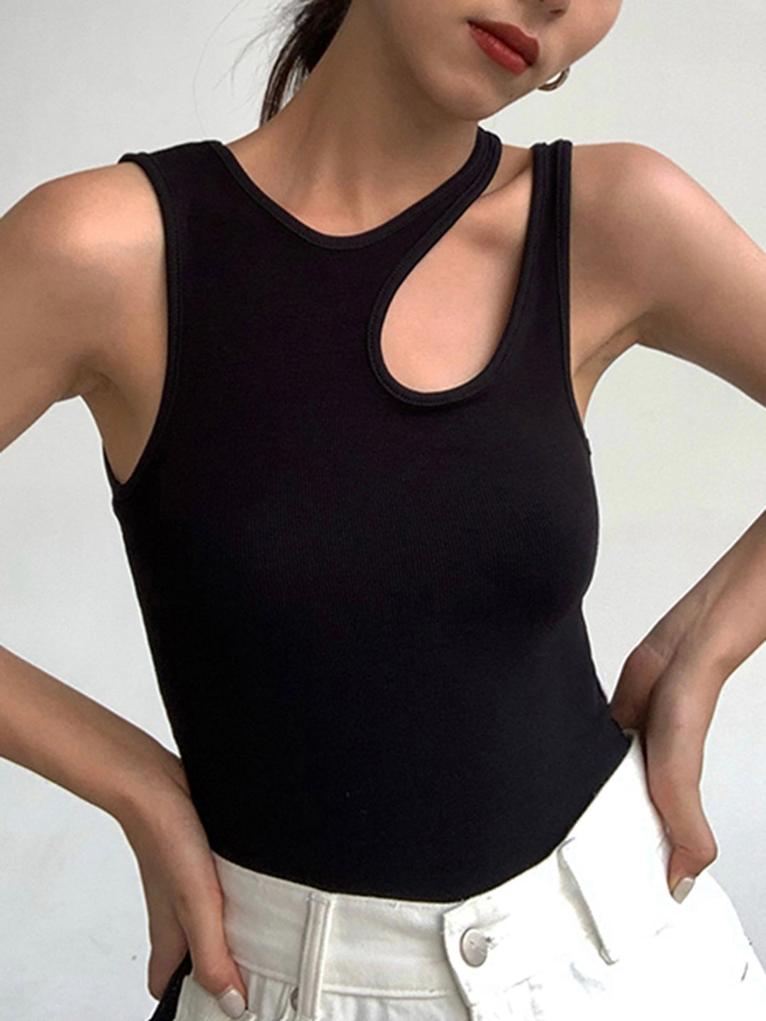 Women's Tank Top with Cutout Detail | Ribbed