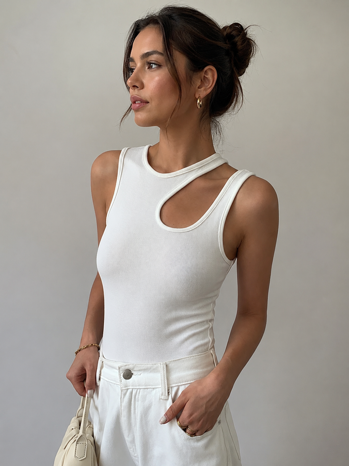 Women's Tank Top with Cutout Detail | Ribbed
