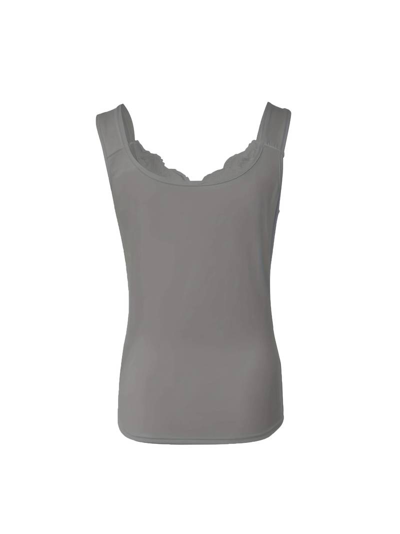 Women's Tank Top with Floral Trim | V-neck
