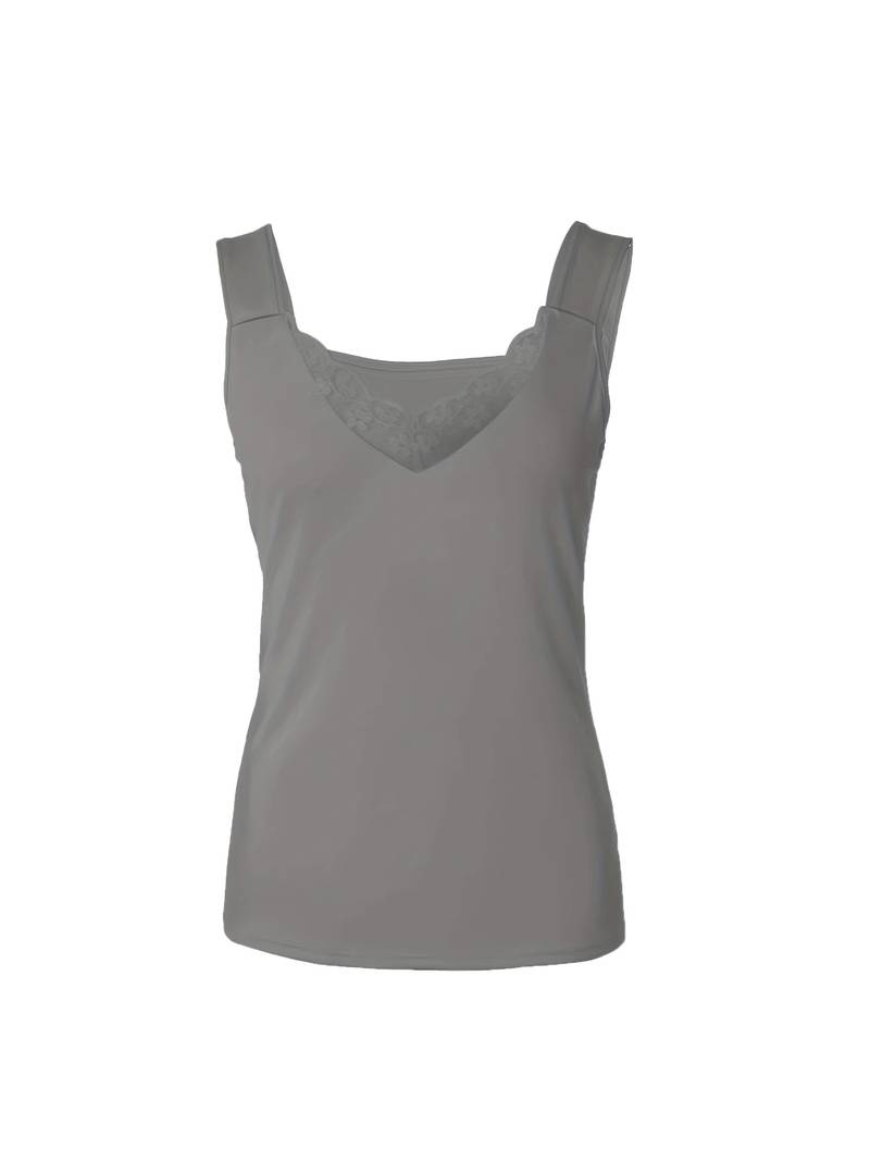 Women's Tank Top with Floral Trim | V-neck