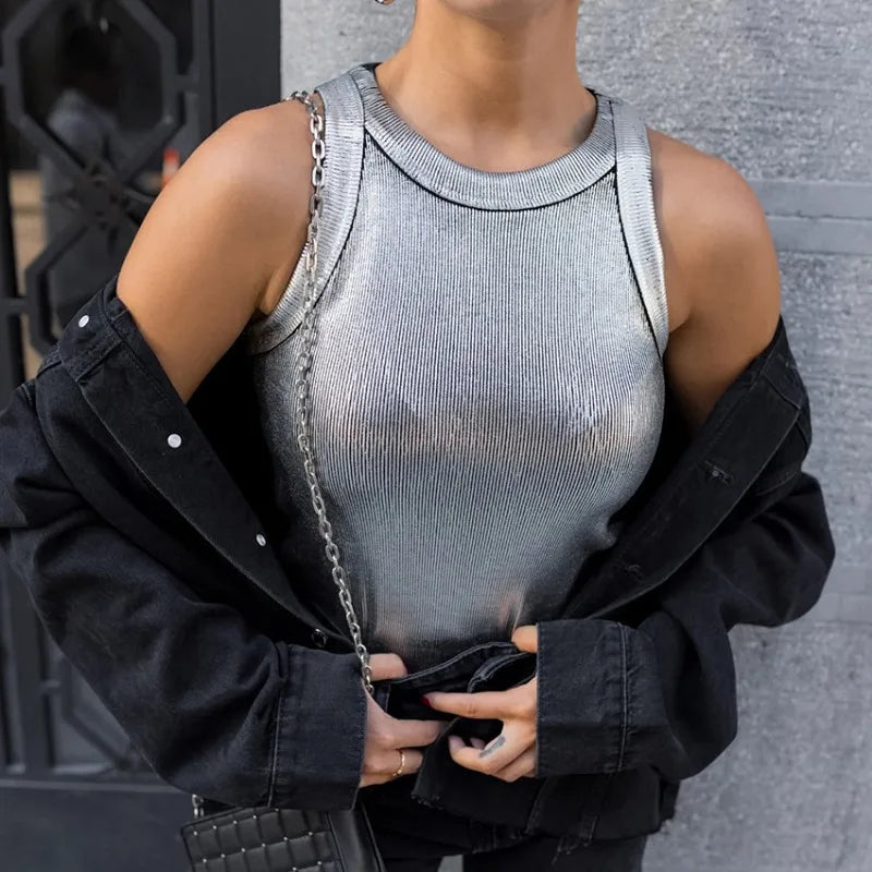 Women’s Tank Top with Ribbed Texture & Round Neck | Casual